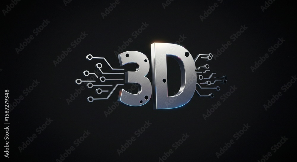 Fototapete modern 3 d text graphic with circuit elements