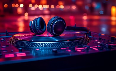 Immersive Sounds DJ Headphones and Turntable