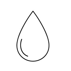 Simple black and white outline illustration of a single water droplet.