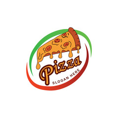 Italian Pizza Vector Logo Template for restaurant, fast food, delivery, trattoria, bistro, catering, logo, icon, design