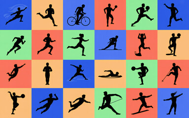 Silhouette Collection Diverse Athletes in Action - Sports Graphics