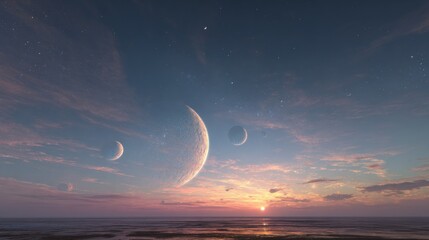 Alien sunset over water