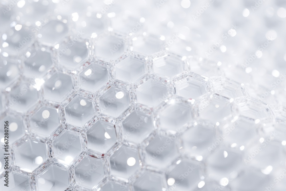 Wall mural closeup of white hexagonal honeycomb pattern texture