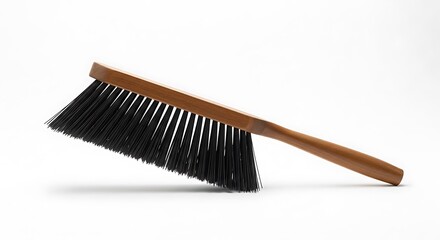 An isolated plastic or wooden comb and brush, essential hair care tools, on a clean white background