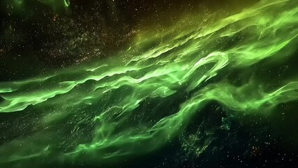 Ethereal green cosmic waves flowing through the starry universe, creating a mesmerizing celestial scene - Powered by Adobe