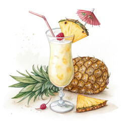 cocktail with pineapple and kiwi
