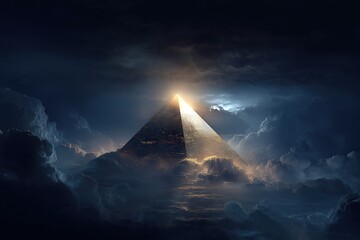 3D Dramatic Egyptian pyramid in the sky, Ai Generated