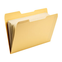 Manila File Folder with Papers, isolated on white background
