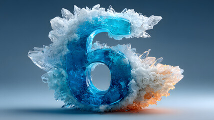 Icy blue number six crystalline surround