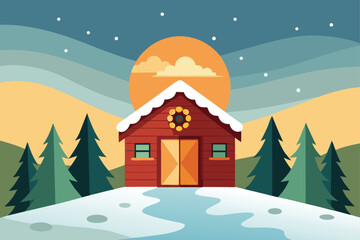 Fototapeta premium winter landscape with houses