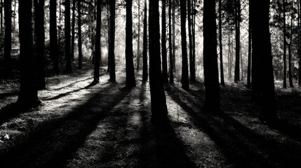 Forest floor bathed in sunlight