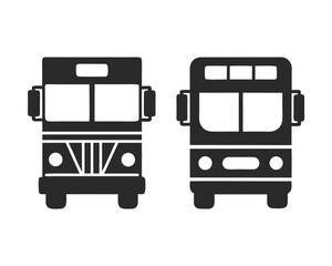 Travel Bus Front View icon silhouette vector illustration