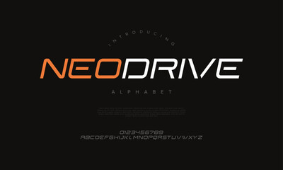 Sporty, angular font with futuristic energy, great for racing designs, activewear brands, and dynamic logos