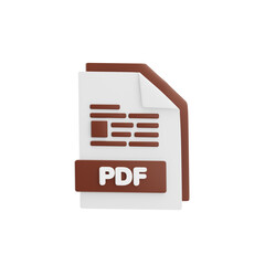 PDF File 3D Icon. File Format Concept