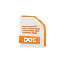 DOC File 3D Icon. File Format Concept