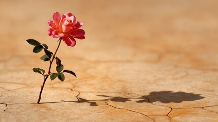 Rose in cracked earth