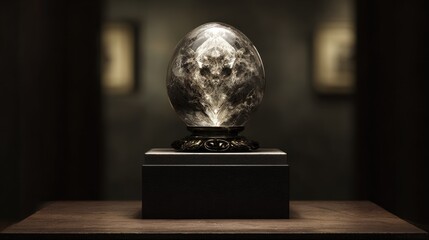 Ornate crystal egg on display