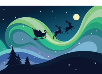 Naklejka premium santa claus on a sleigh