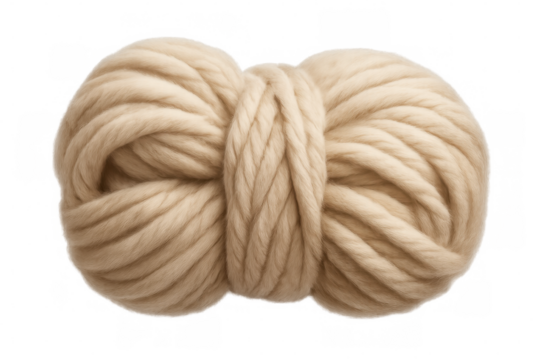 Beige yarn skein displaying soft texture, ready for crafting knitting or crochet creations