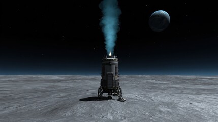 Spaceship on a lunar surface