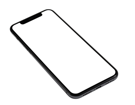 Realistic Modern Smartphone with Blank Screen – Transparent Background PNG
