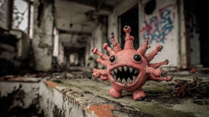 Pink monster virus in abandoned building