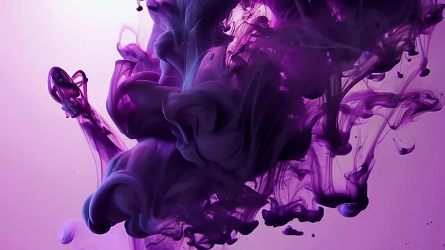 Purple ink clouds in water, abstract background