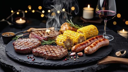 grilled meat and vegetables