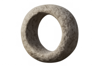 Smooth stone torus rotating, generating dynamic visual movement against transparent backdrop