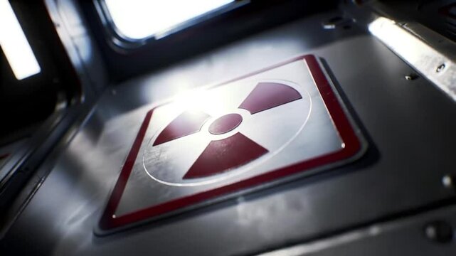 High contrast exposure featuring a close-up of a radioactive warning symbol