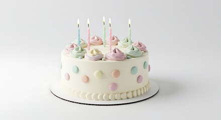 Pastel Birthday Cake with Candles Festive and Delicious Treat