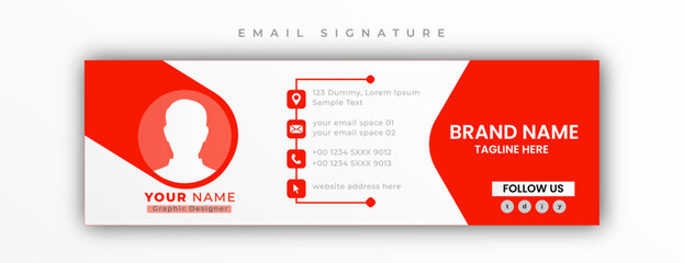 Business email signature with an author photo place modern and minimal layout 