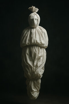 scary face of a pocong