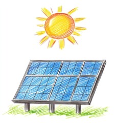 Solar panel on a white background, Ai Generated