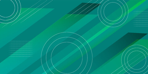 Modern abstract green background with diagonal stripes, circular lines, and geometric shapes. eps 10.
