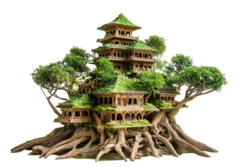 A fantastical bonsai treehouse