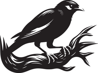 Vector bird myna silhouette illustration