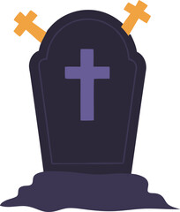 Obraz premium A cartoon gravestone with a cross and two small crosses atop.