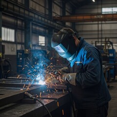 worker welding steel