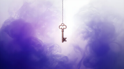 Floating Iridescent Sphere in a Surreal Dreamscape of Soft Purple and Pink Clouds with Ambient Light and Magical Atmosphere
