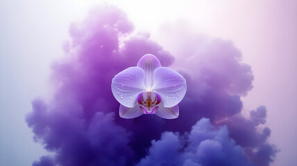 Floating Iridescent Sphere in a Surreal Dreamscape of Soft Purple and Pink Clouds with Ambient Light and Magical Atmosphere