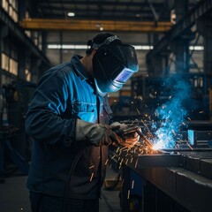 worker welding steel