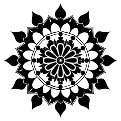 Lace-Like Floral Mandala with Circular Symmetry and Intricate Linework