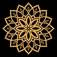 Layered Floral Mandala with Strong Outlines and a Harmonious Radial Design