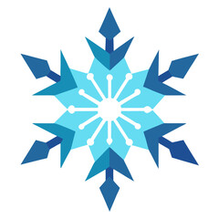 Cool-hued fractal mandala resembling a snowflake, with crisp, pointed textures and frosty elegance.