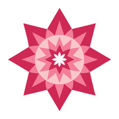 A star-like mandala with pointed petal forms and geometric intricacy, blooming with sharp grace.