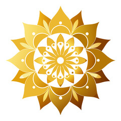 A glowing golden mandala with floral elements, shining against a dark backdrop to symbolize inner light.