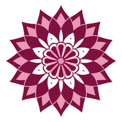 An elaborate mandala with petal-like radial forms and flowing bold lines, rich in ornamental detail.