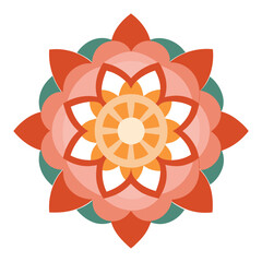 A nature-themed mandala centered around a flower, radiating harmony through concentric petal rings.