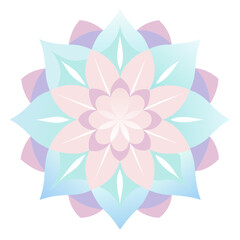 A dreamy watercolor mandala with pastel petals flowing in an airy, luminous composition.
